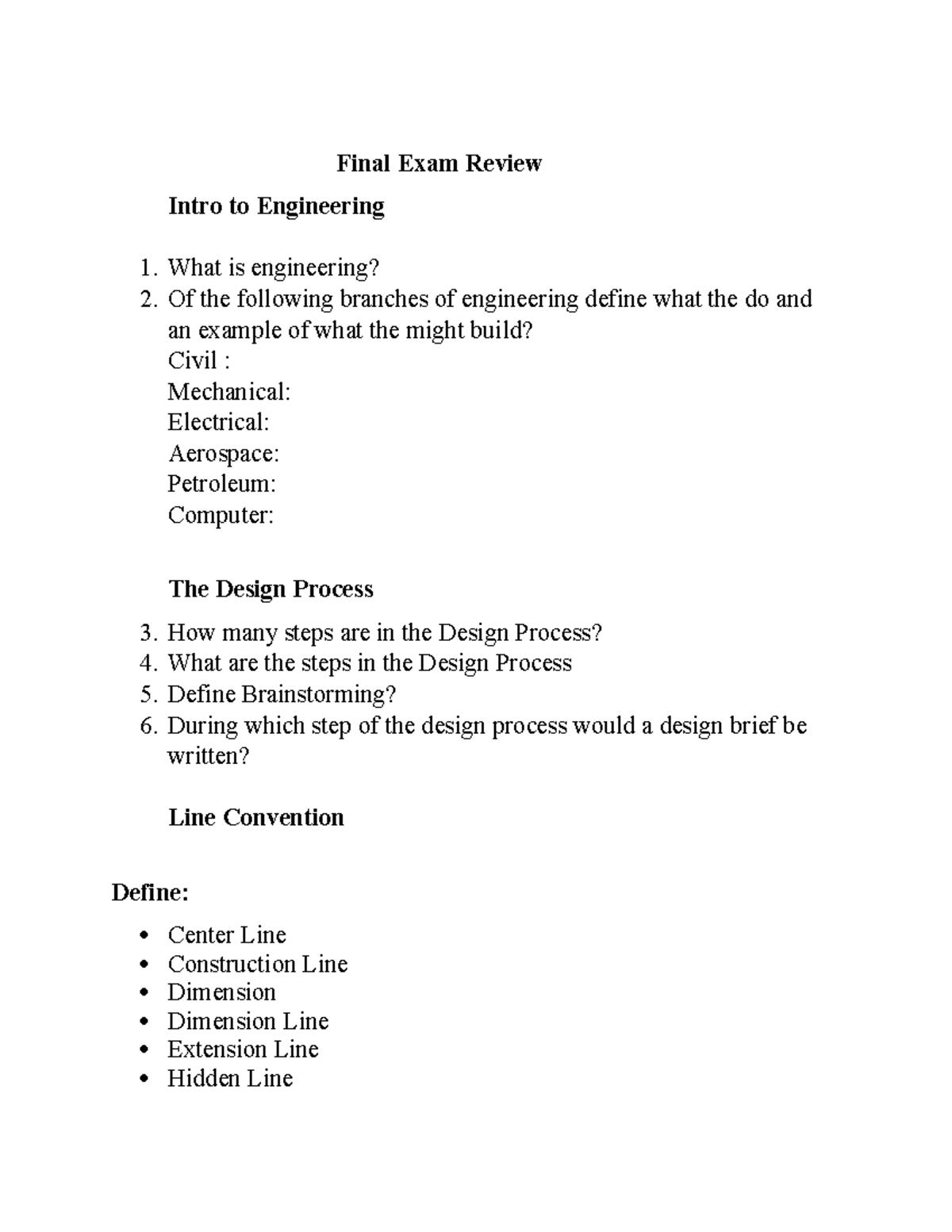 Final Exam Review IED Semester 1 - Final Exam Review Intro to ...