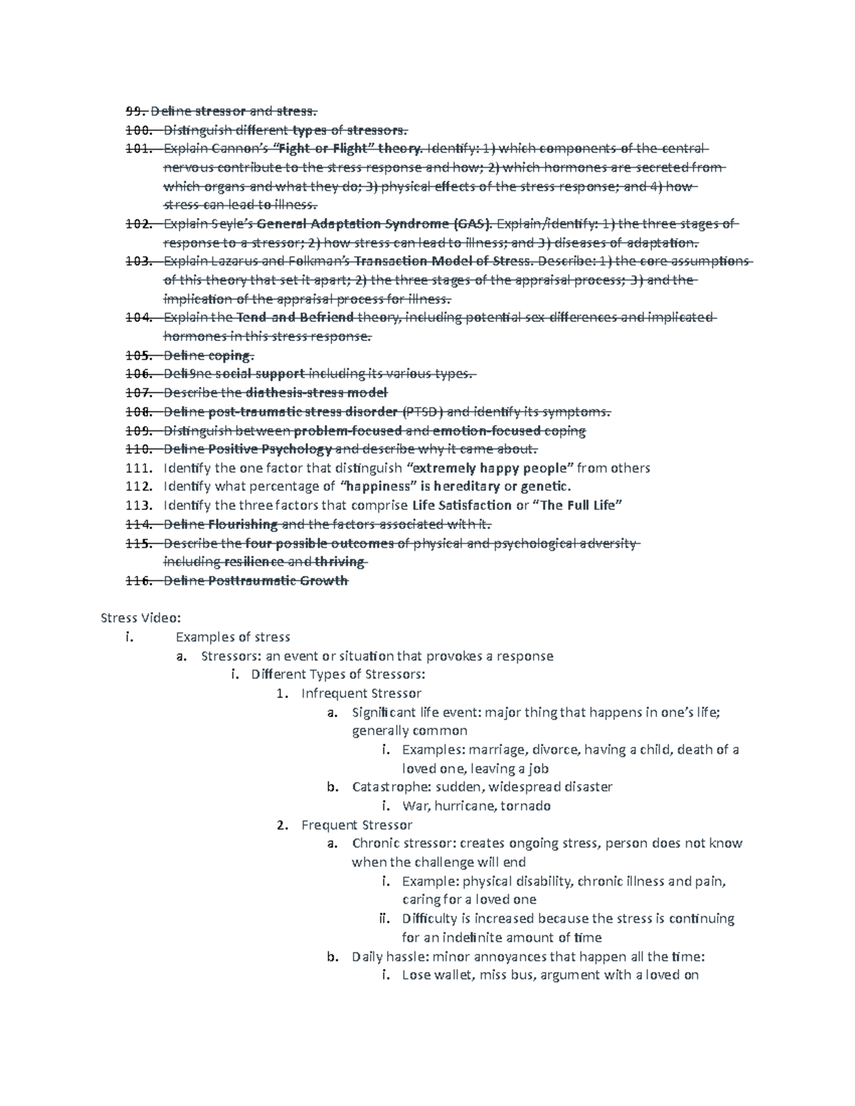 Week 12 Learning Materials Define Stressor And Stress Distinguish Different Types Of 