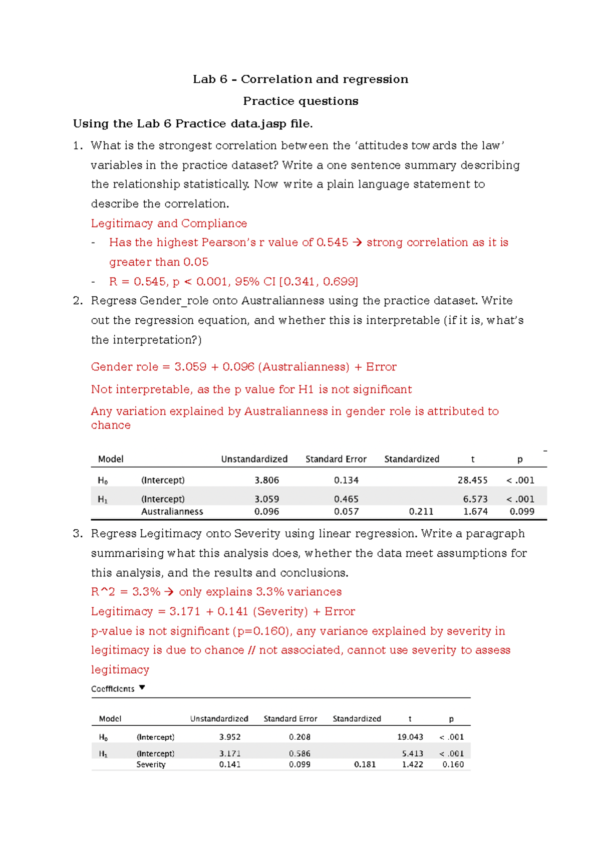 Lab 6 WS - lab worksheets 2022 - JASP went through all of questions ...