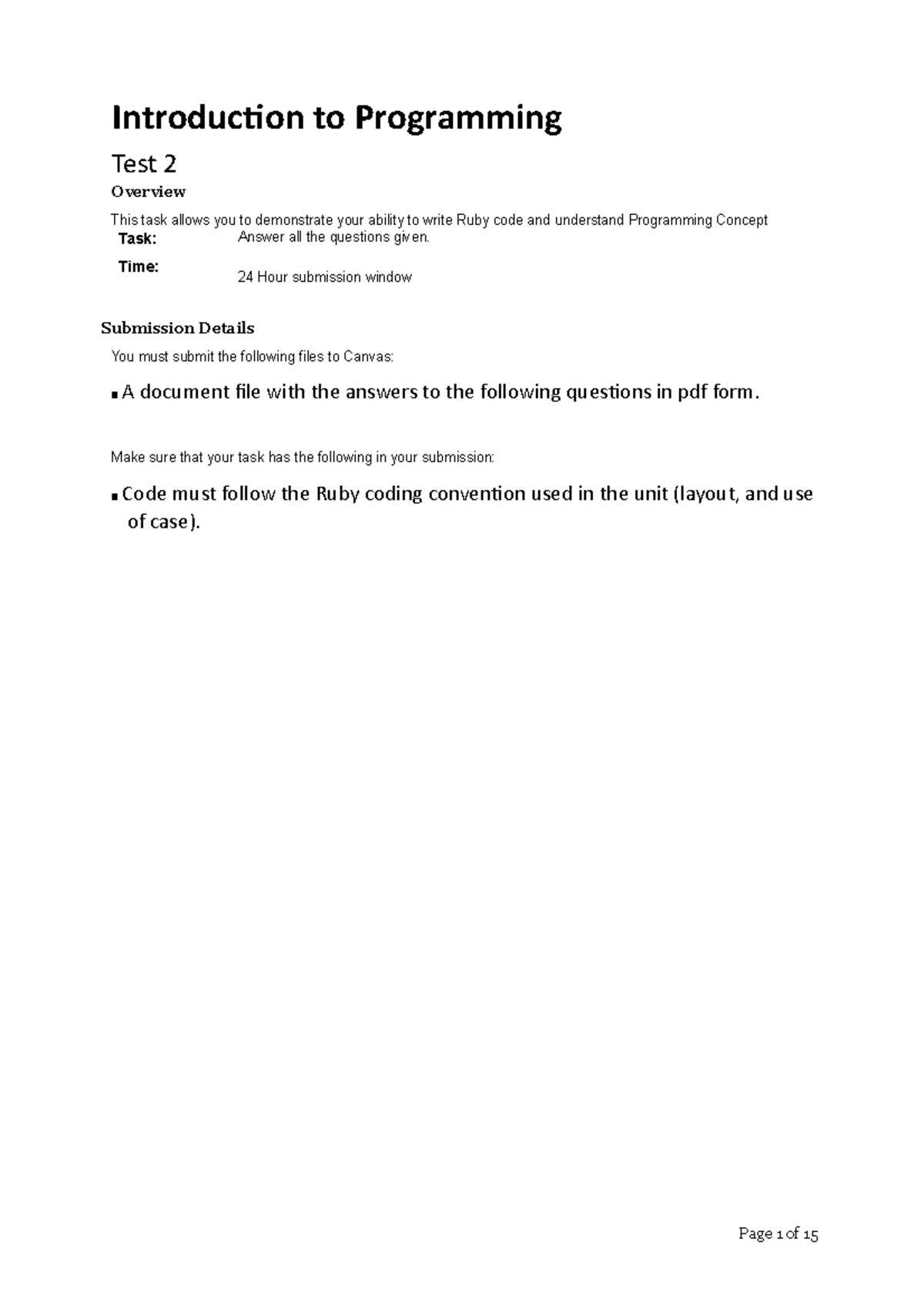 Test2 into programming - Introduction to Programming Test 2 Overview ...