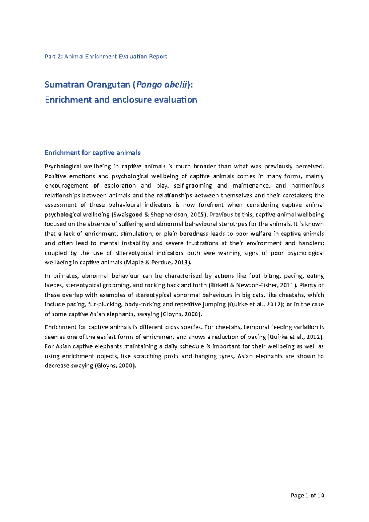 Animal enrichment final - Part 2: Animal Enrichment Evaluation Report ...