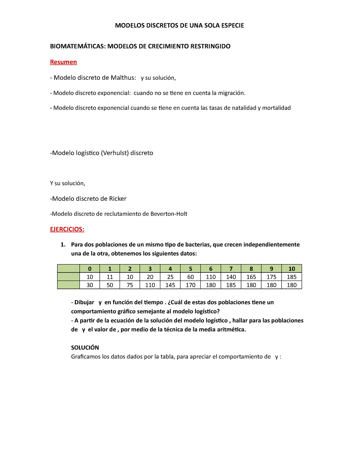 Ejer Mod Dis Crecimiento Restringido - BIOMATEMÁTICAS: MODELOS DE ...