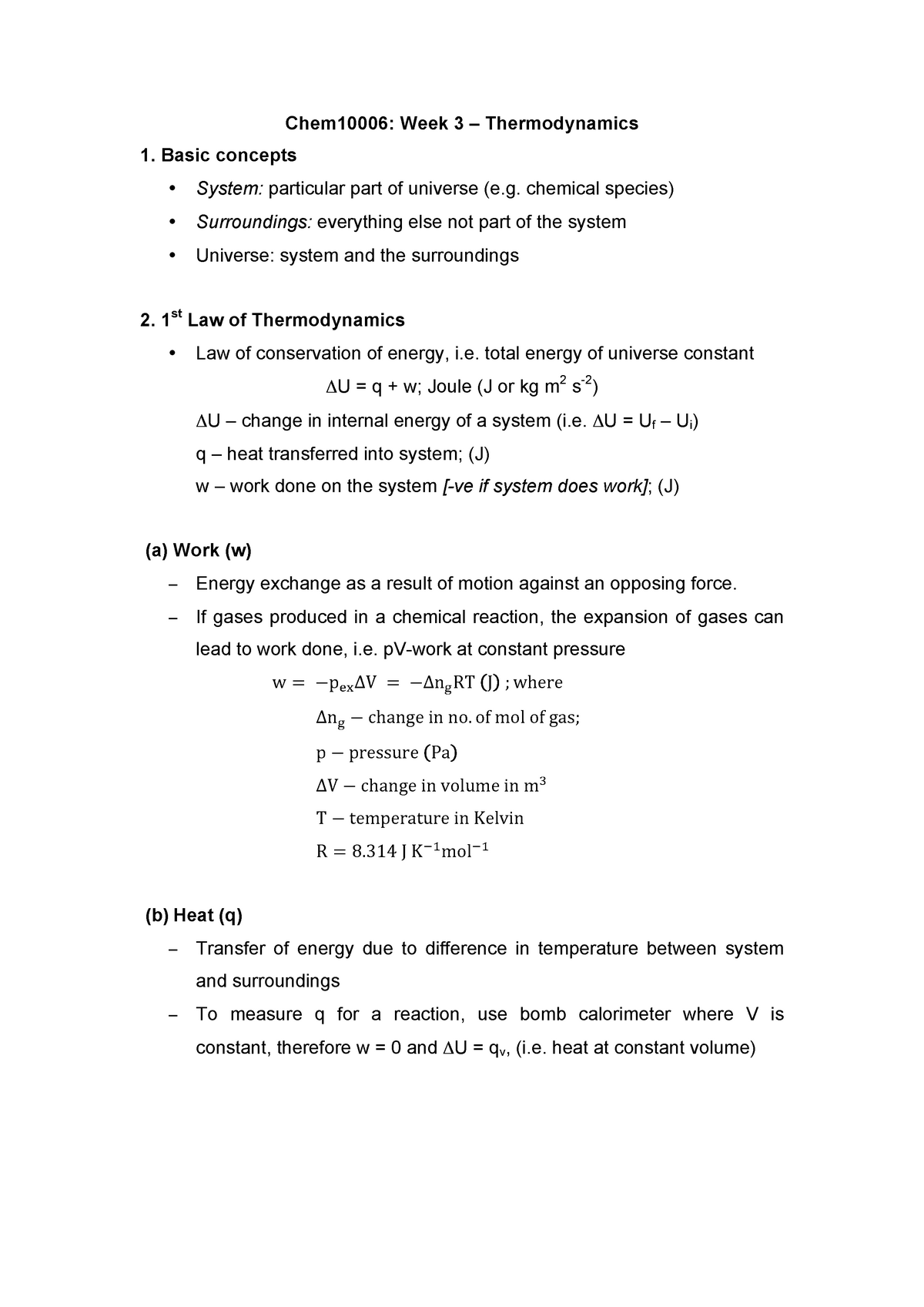 Chem Week3 Thermodynamics 19 Unimelb Studocu