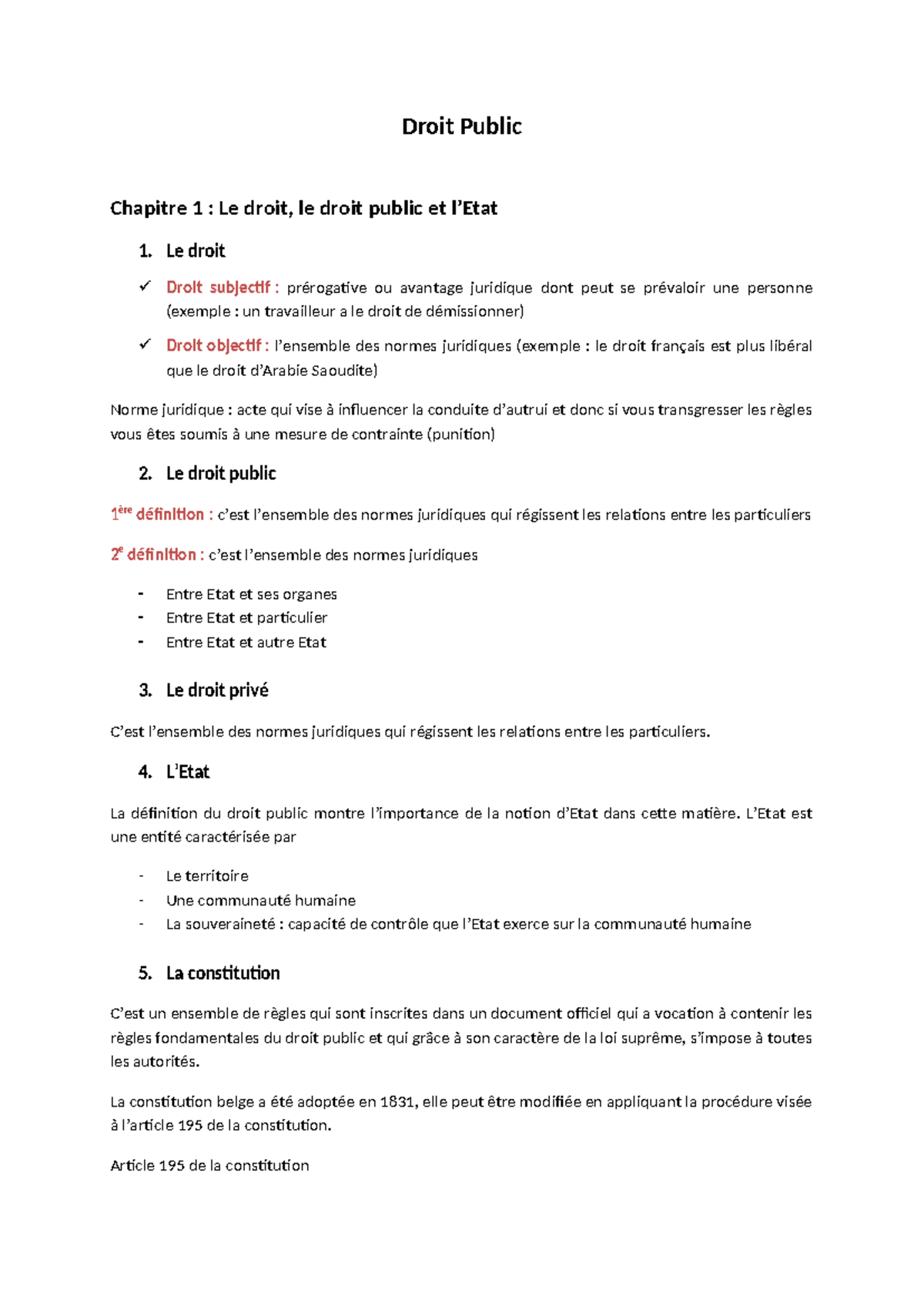 Droit Public - Synthèse du cours - Droit Public Chapitre 1 : Le droit ...