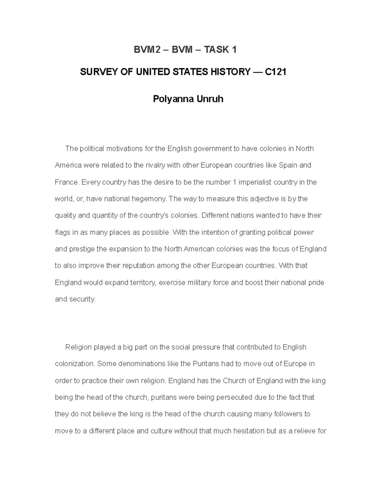 bcm history essay pdf