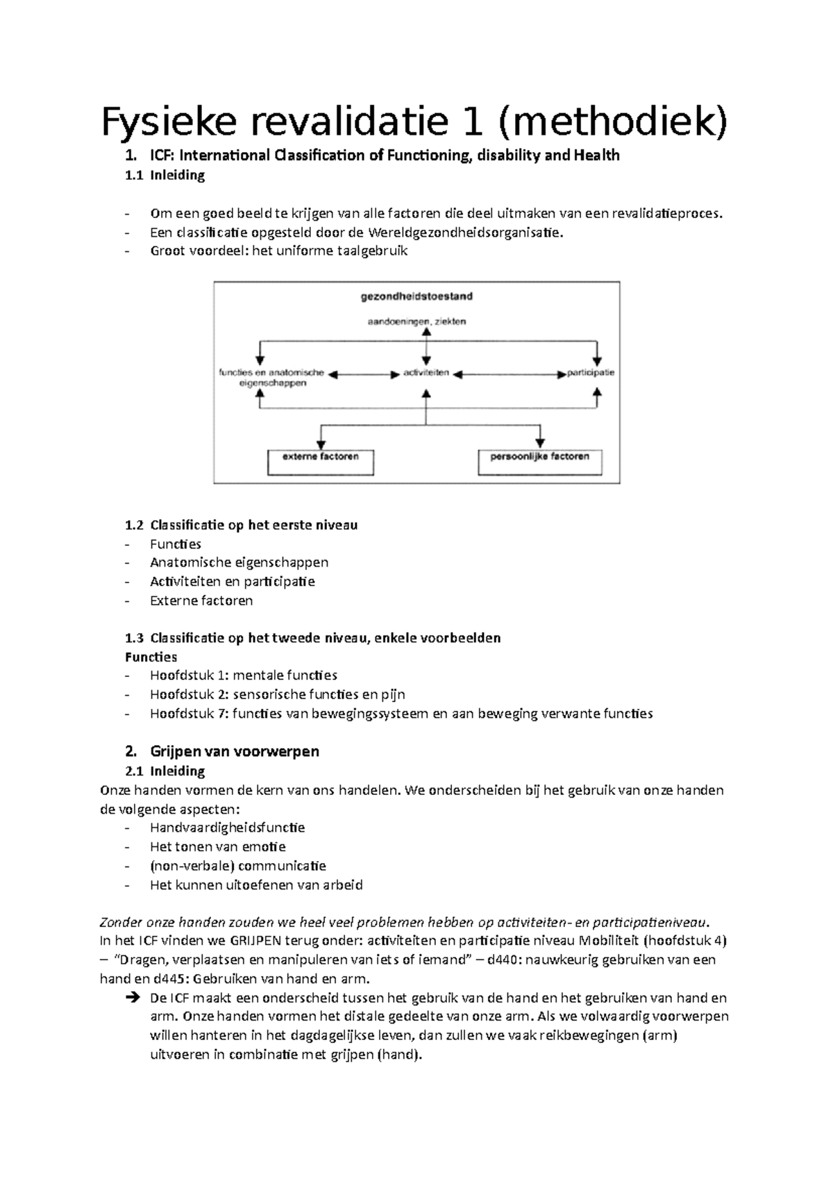 Fysieke Revalidatie 1 Methodiek - Fysieke Revalidatie 1 (methodiek) 1 ...