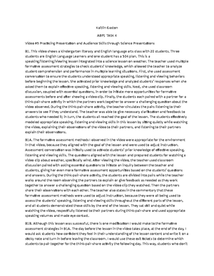 ABP1- Video Observation Form - Video Observation Form Task 1 Video ...