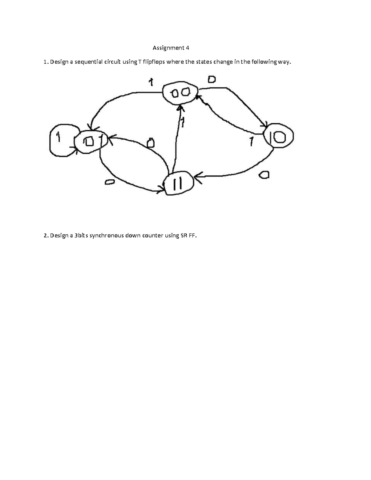 Assignment 4 - Digital Logic - Design a 3bits synchronous down counter ...