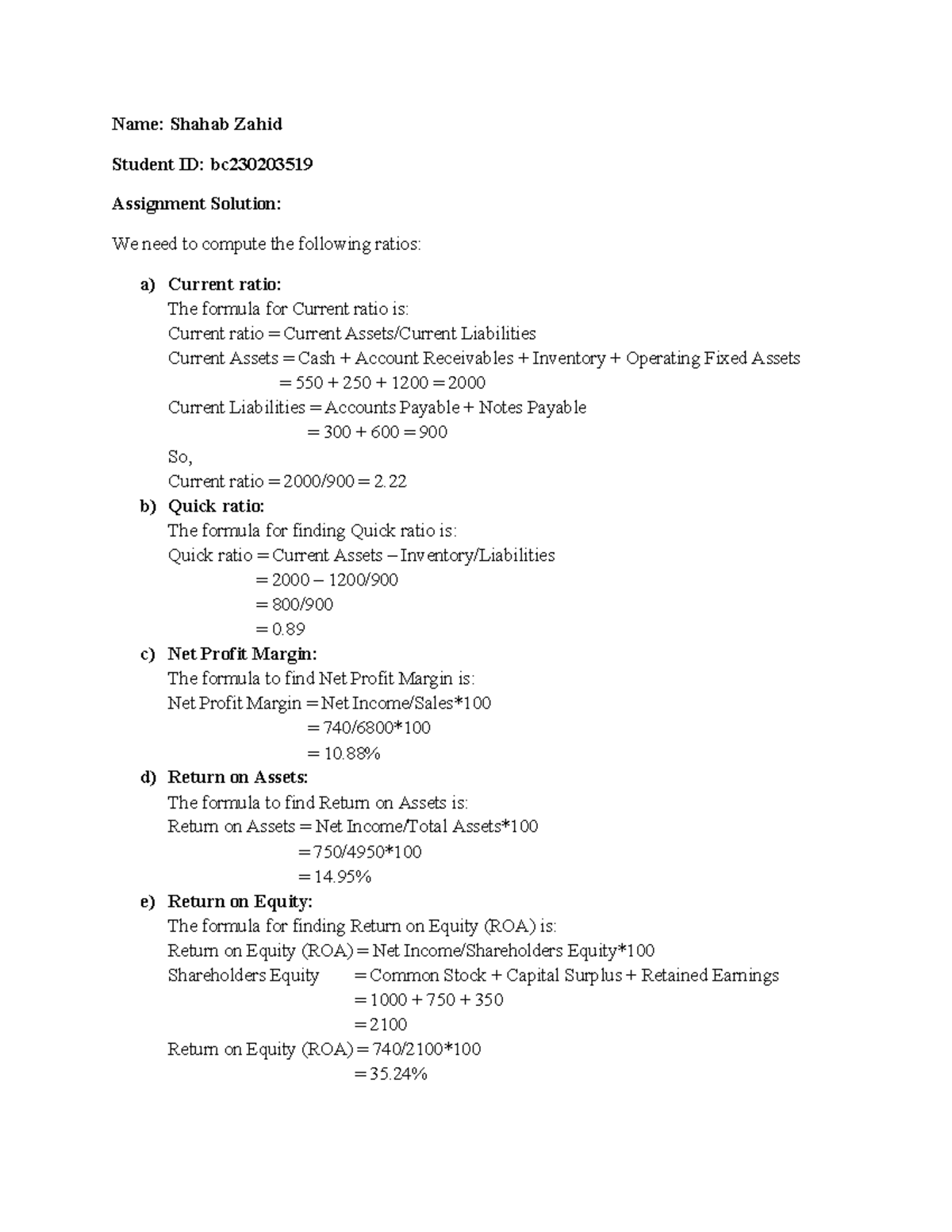 Acc501 Assignment Name Shahab Zahid Student Id Bc Assignment
