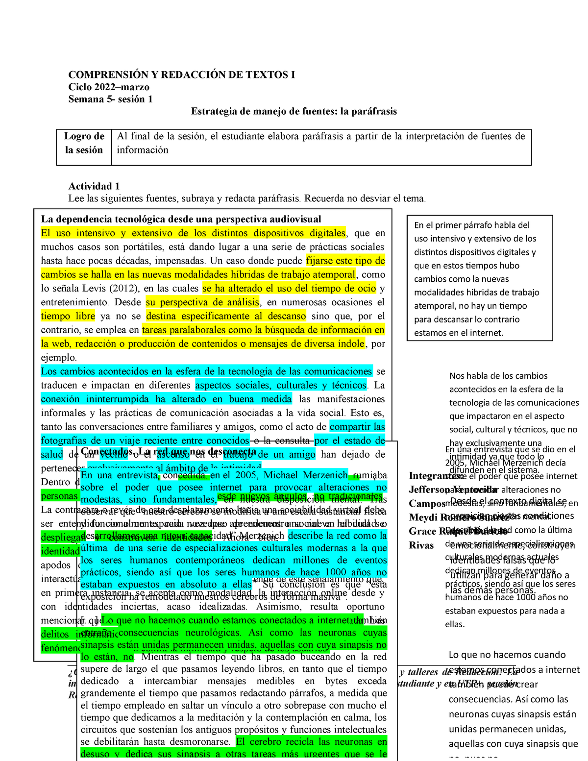 S05.s1 La Paráfrasis Como Estrategia De Manejo De Información (material ...