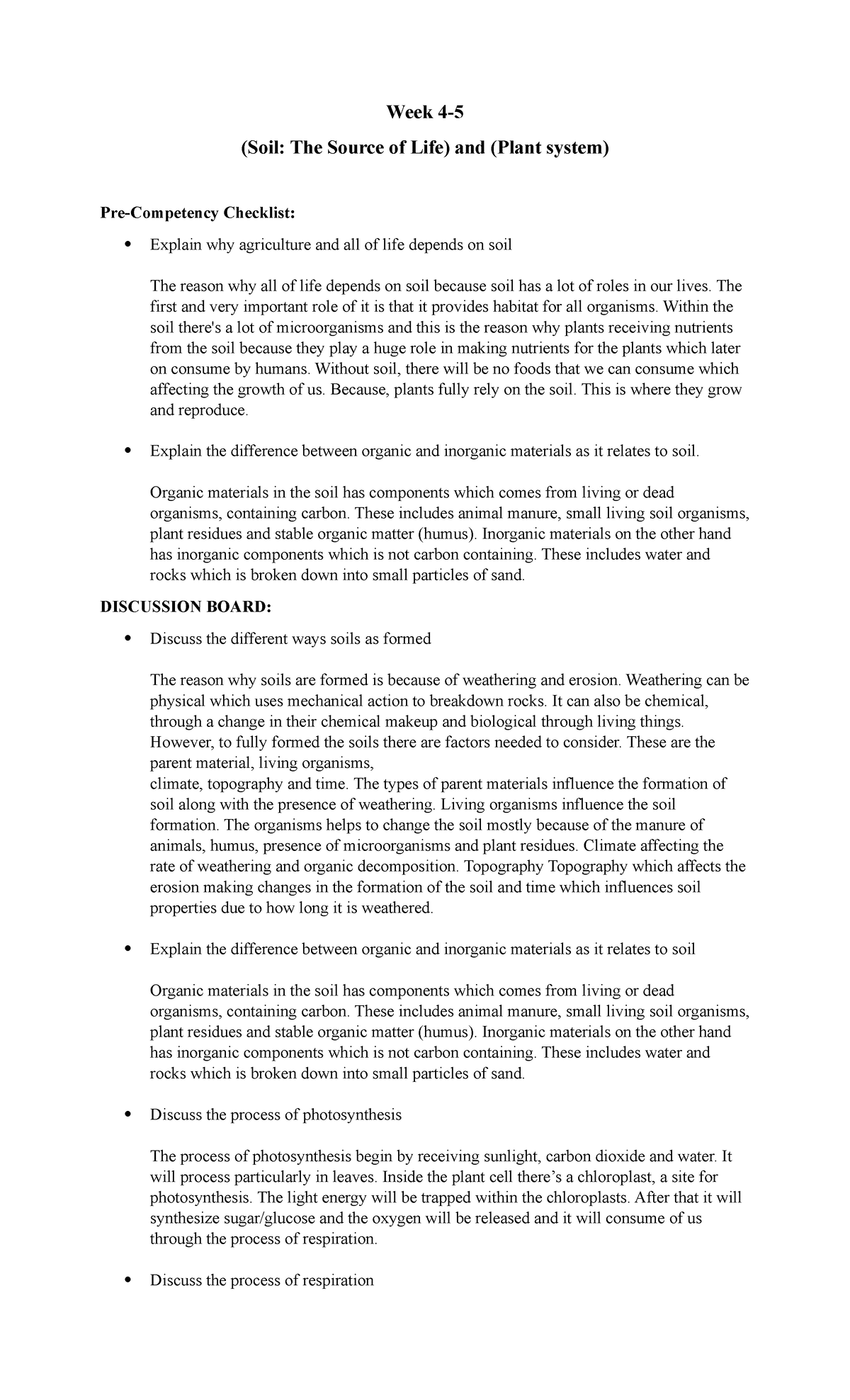 Agri-Week 4-5 - Assignment answer - Week 4- (Soil: The Source of Life ...