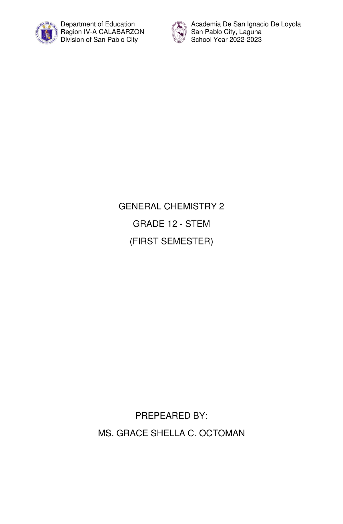 General Chemistry 2 - Lecture Notes - Department Of Education Academia ...