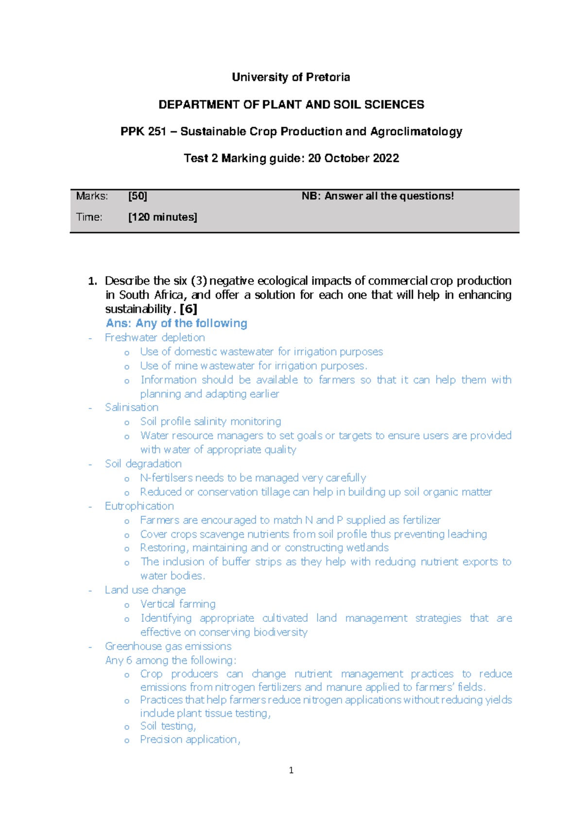 PPK 2022 Test 2 Marking guide - University of Pretoria DEPARTMENT OF ...