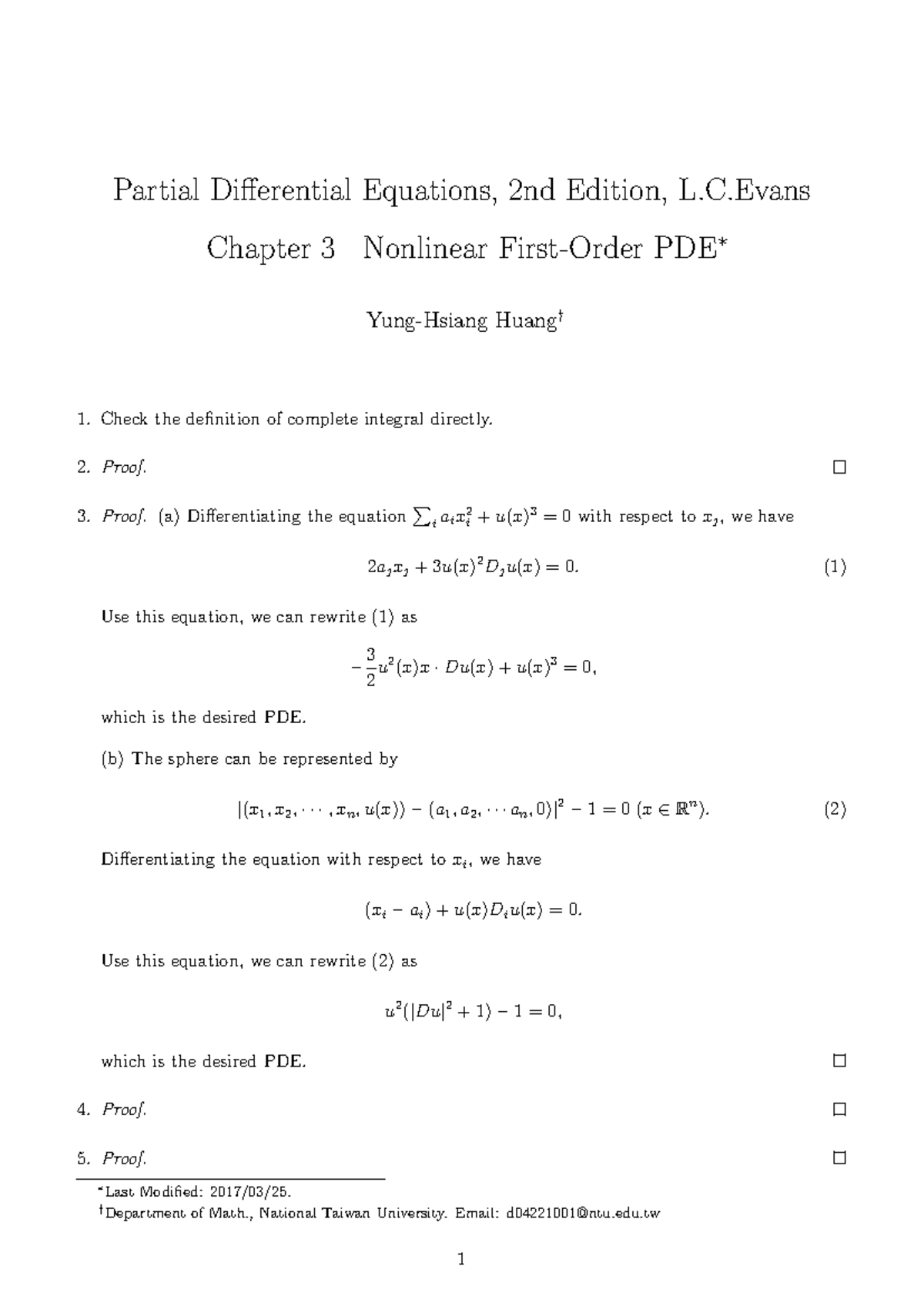 Evans PDE Solution Chapter 3 Nonlinear First-Order PDE - Partial ...