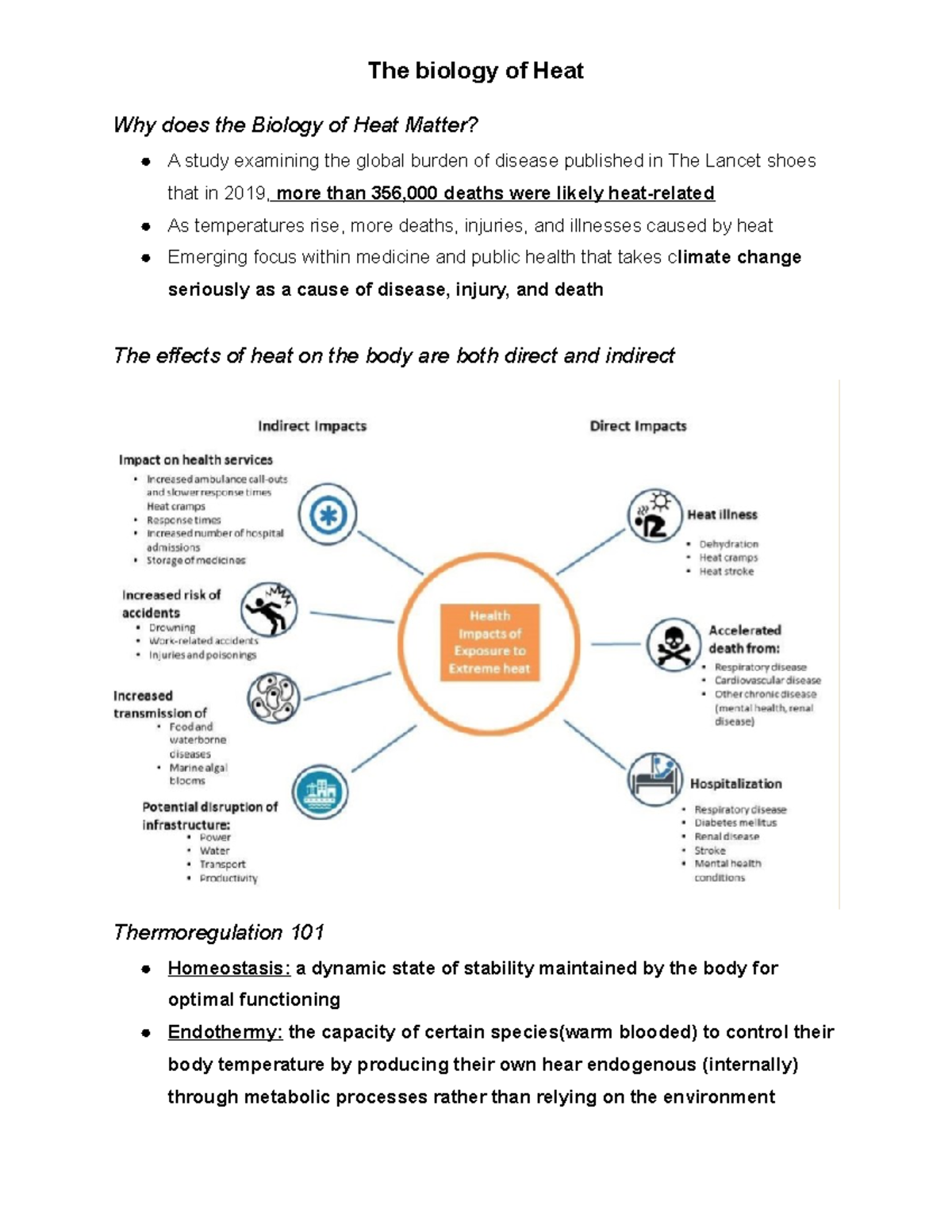 Week 6 Lecture Two The biology of Heat Why does the Biology of Heat