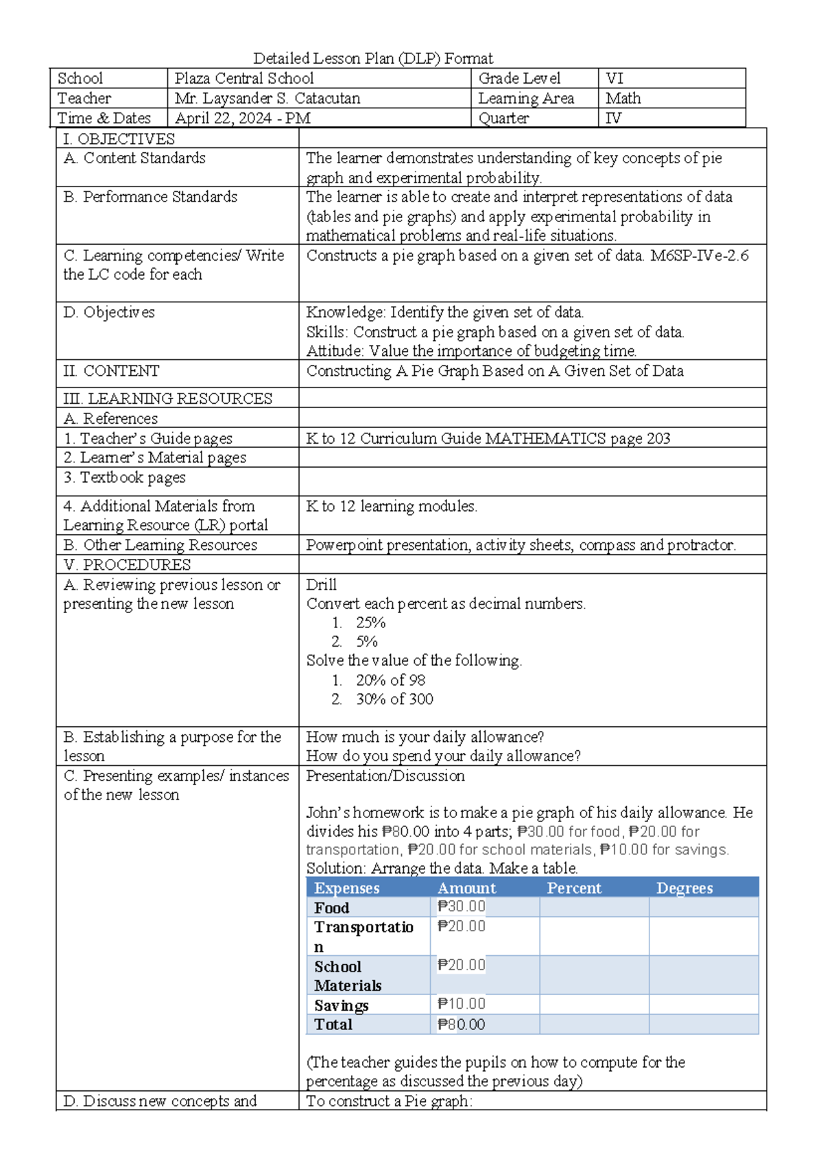 Detailed-LP-G6 - tetetrh turye46tteuyrt - Detailed Lesson Plan (DLP ...
