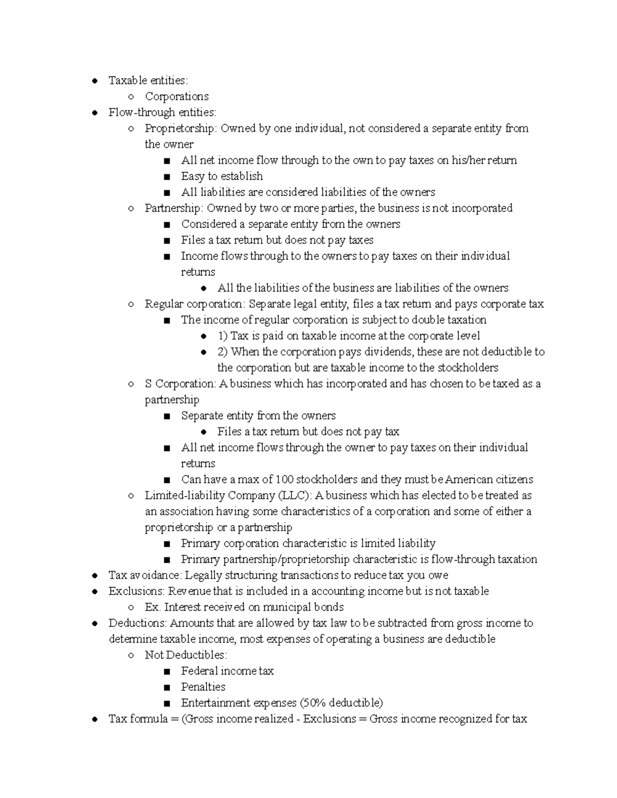 Business Taxes - Taxable entities: Corporations Flow-through entities ...