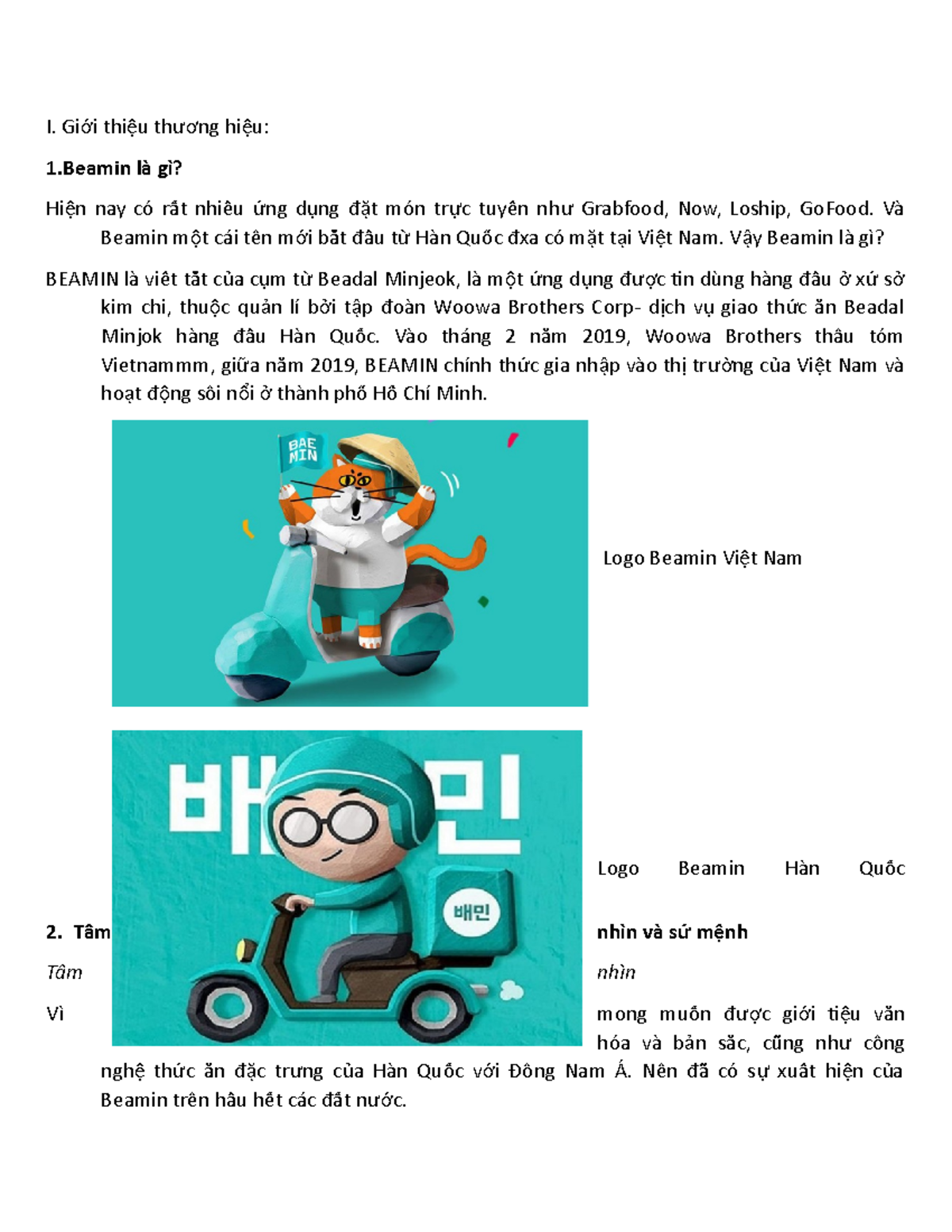 Beamin-phần1 - marketing - I. Gi i thi u thớ ệ ương hi u: ệ 1 là gì? Hi ...