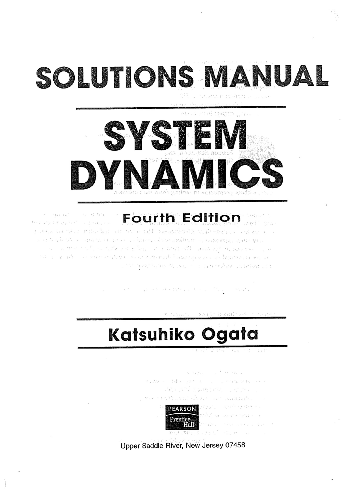 솔루션 물리 시스템해석 4판 솔루션 Ogata [system Dynamics Ogata 4th] - 공학도를 위한 Beer의 ...