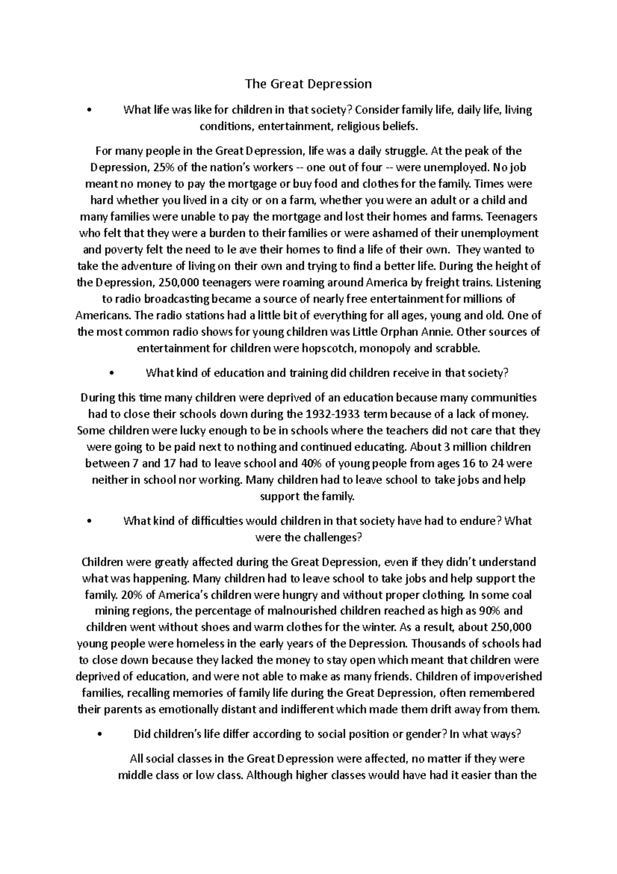 The Great Depression - Ancient History Notes - The Great Depression ...