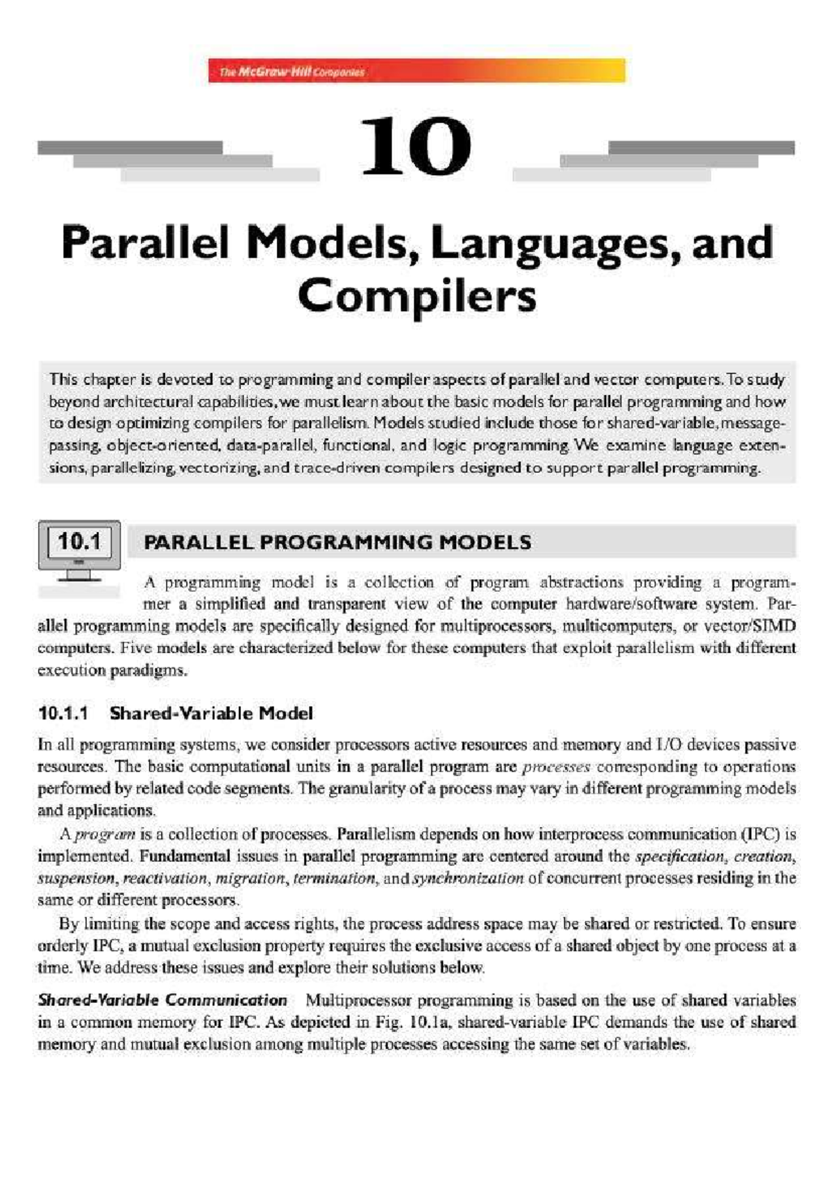 Module 5 - The McGrow Hill Companies 10 Parallel Models, Languages, and ...