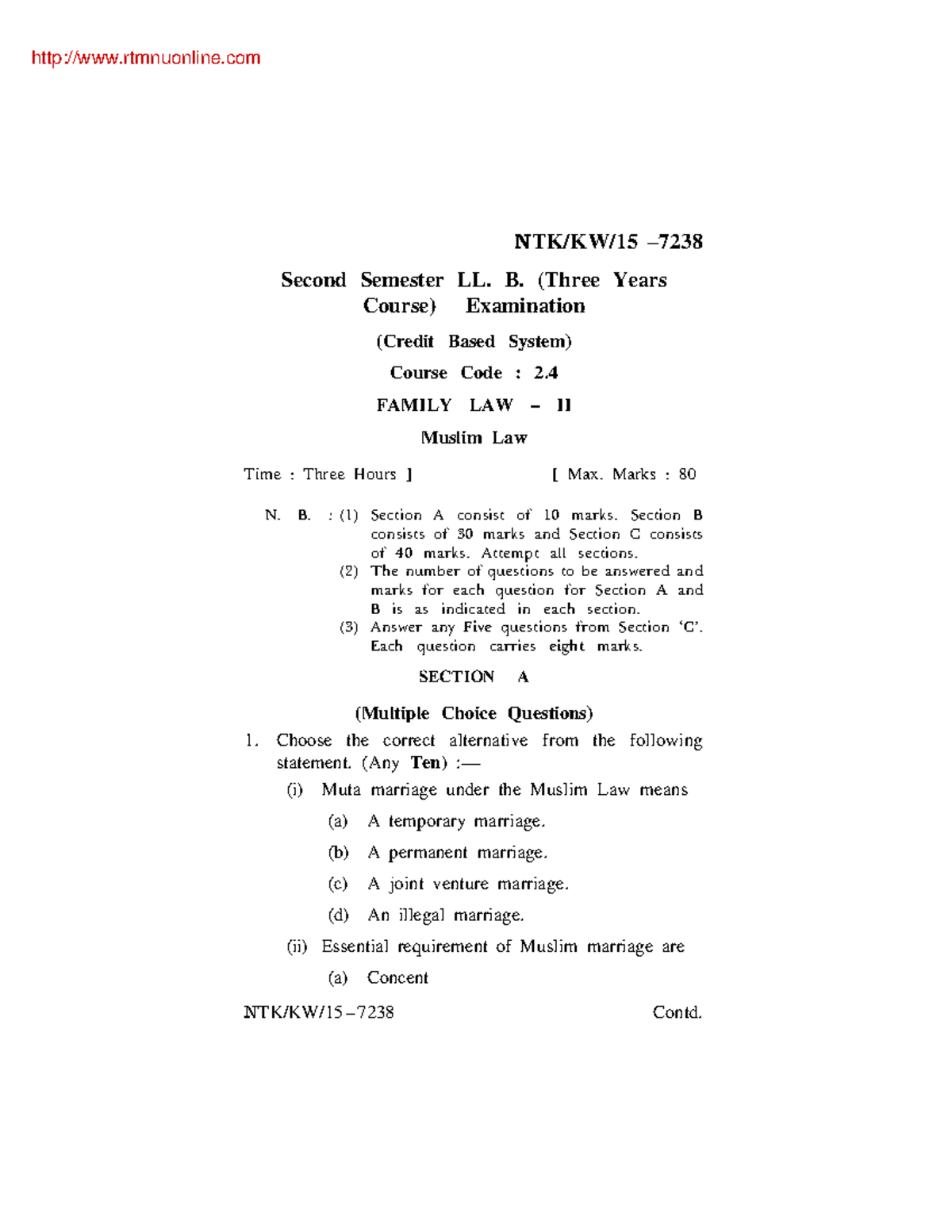 Llb 2 Sem Family Law 2 Muslim Law Winter 2015 N Tk Kw 15 Second Llb 2 Sem Family Law 2 Muslim Law Winter 2015 N Tk Kw 15 Second