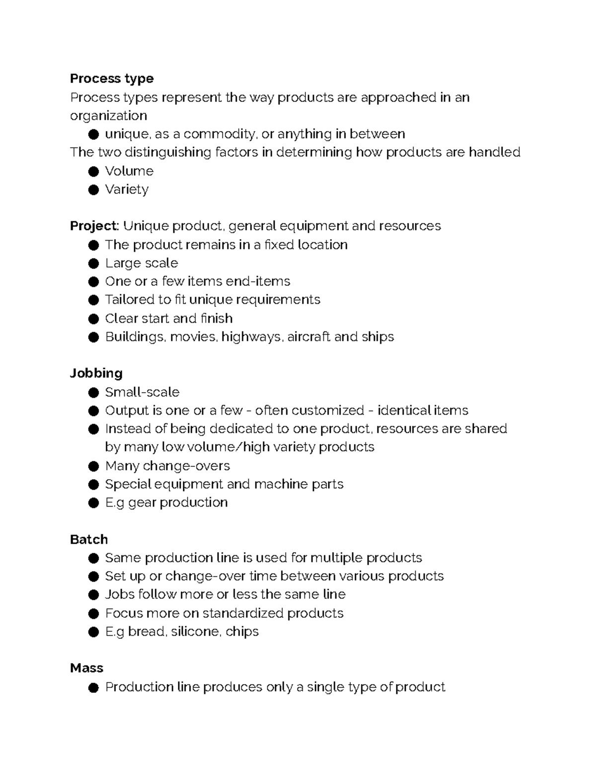 Gscm final - Process type Process types represent the way products are ...