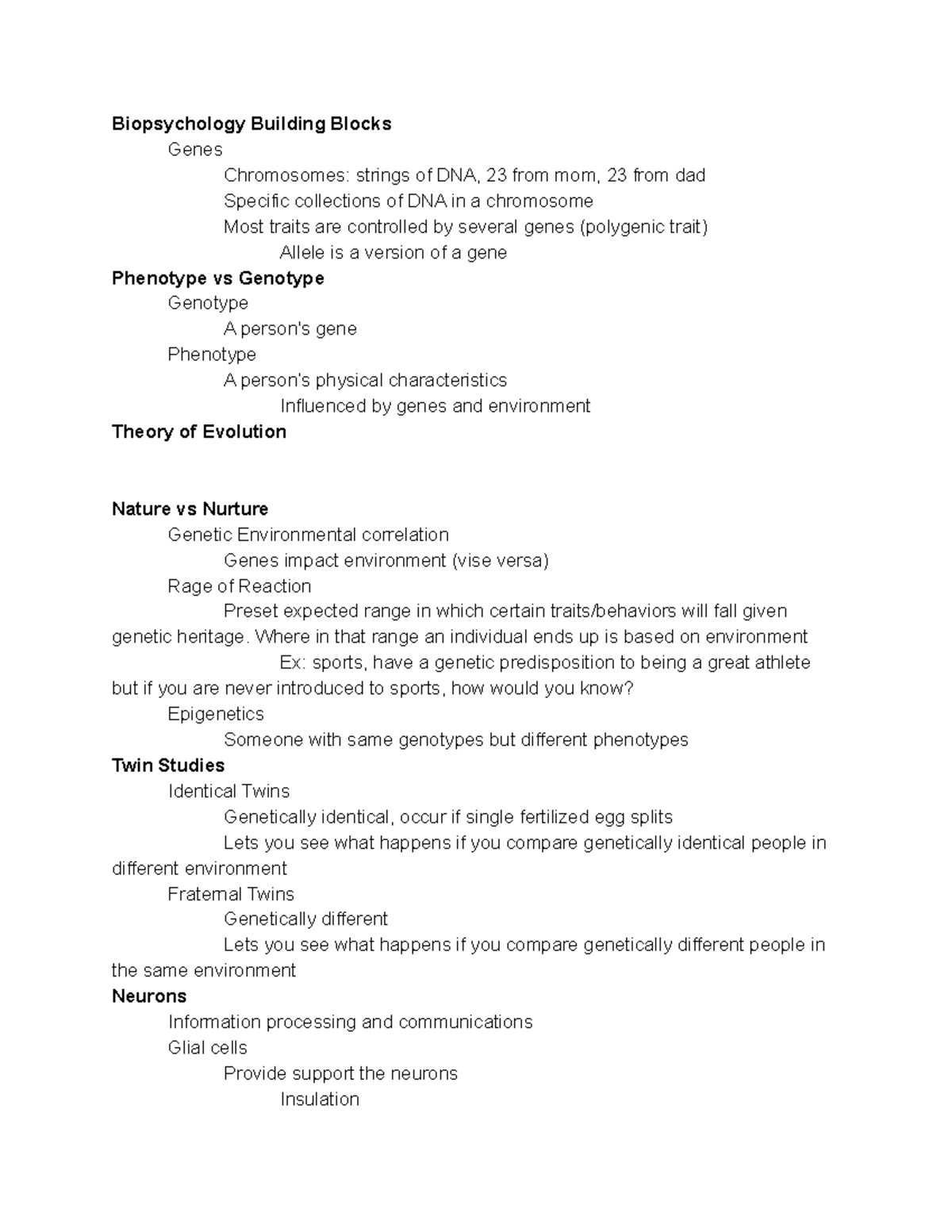 Biopsychology Building Blocks - Biopsychology Building Blocks Genes ...
