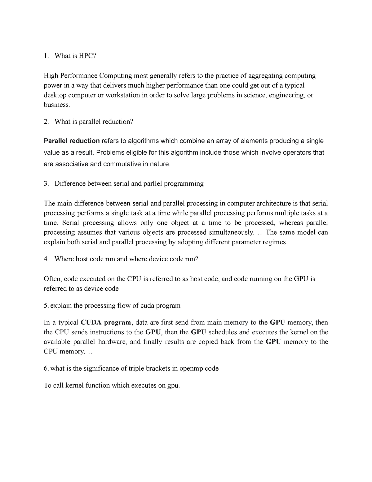 Question Bank For Insem And Endsem - What Is HPC? High Performance ...