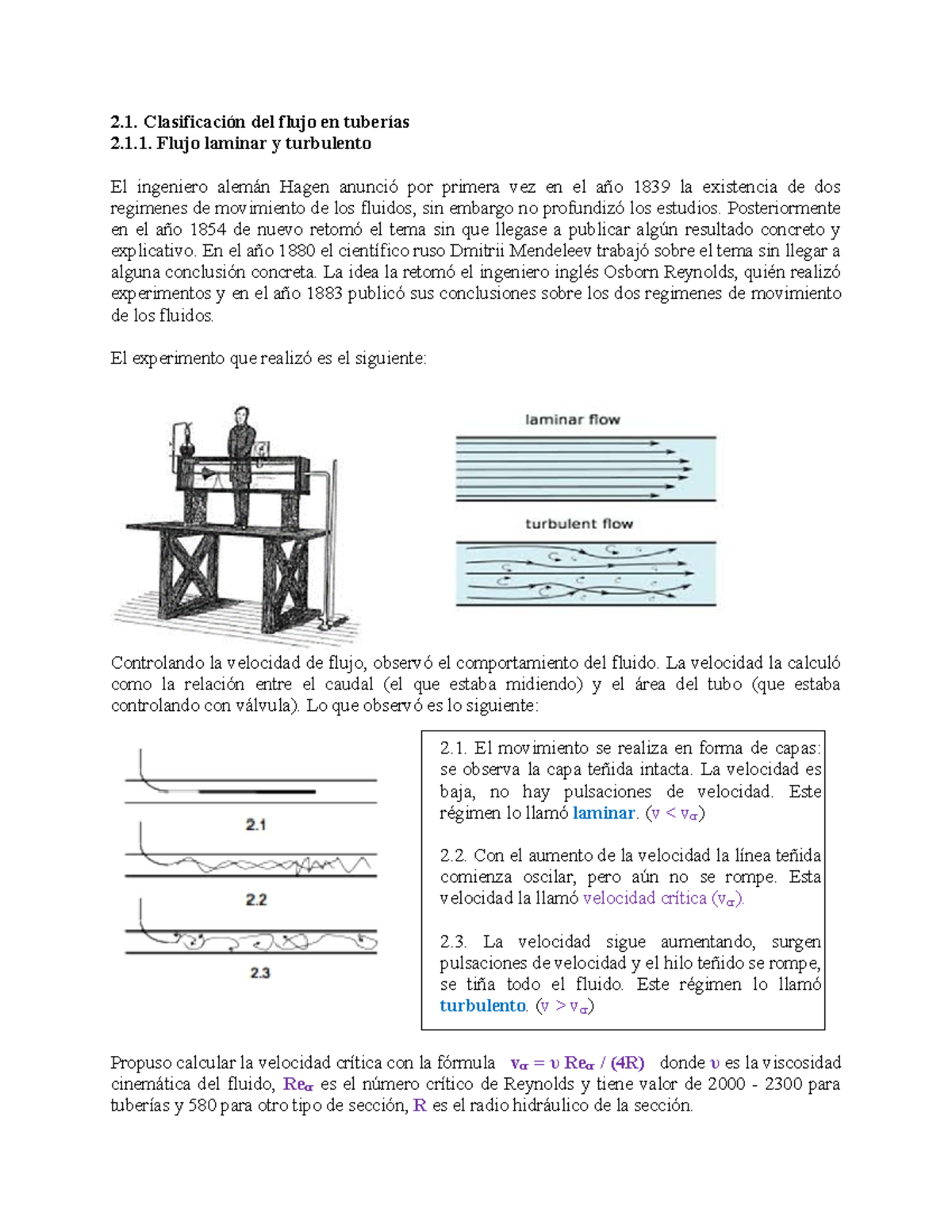 2.1. Clasificación De Flujo En Tuberías - Clasificación Del Flujo En ...