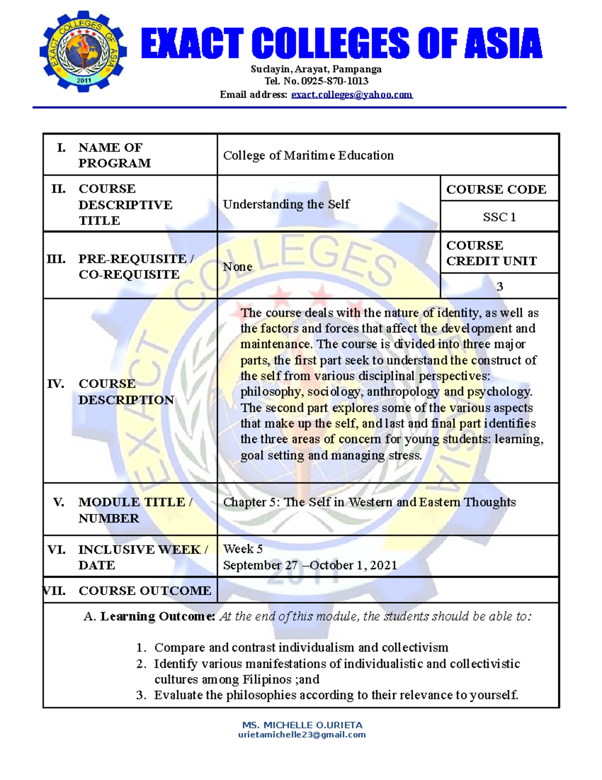 Understanding the Self- Module- Module-5 - Suclayin, Arayat, Pampanga ...