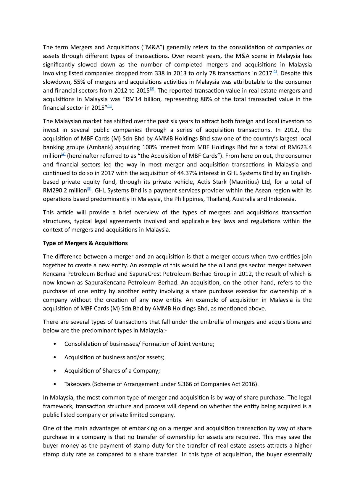 The term Mergers and Acquisitions - International business - MMU 