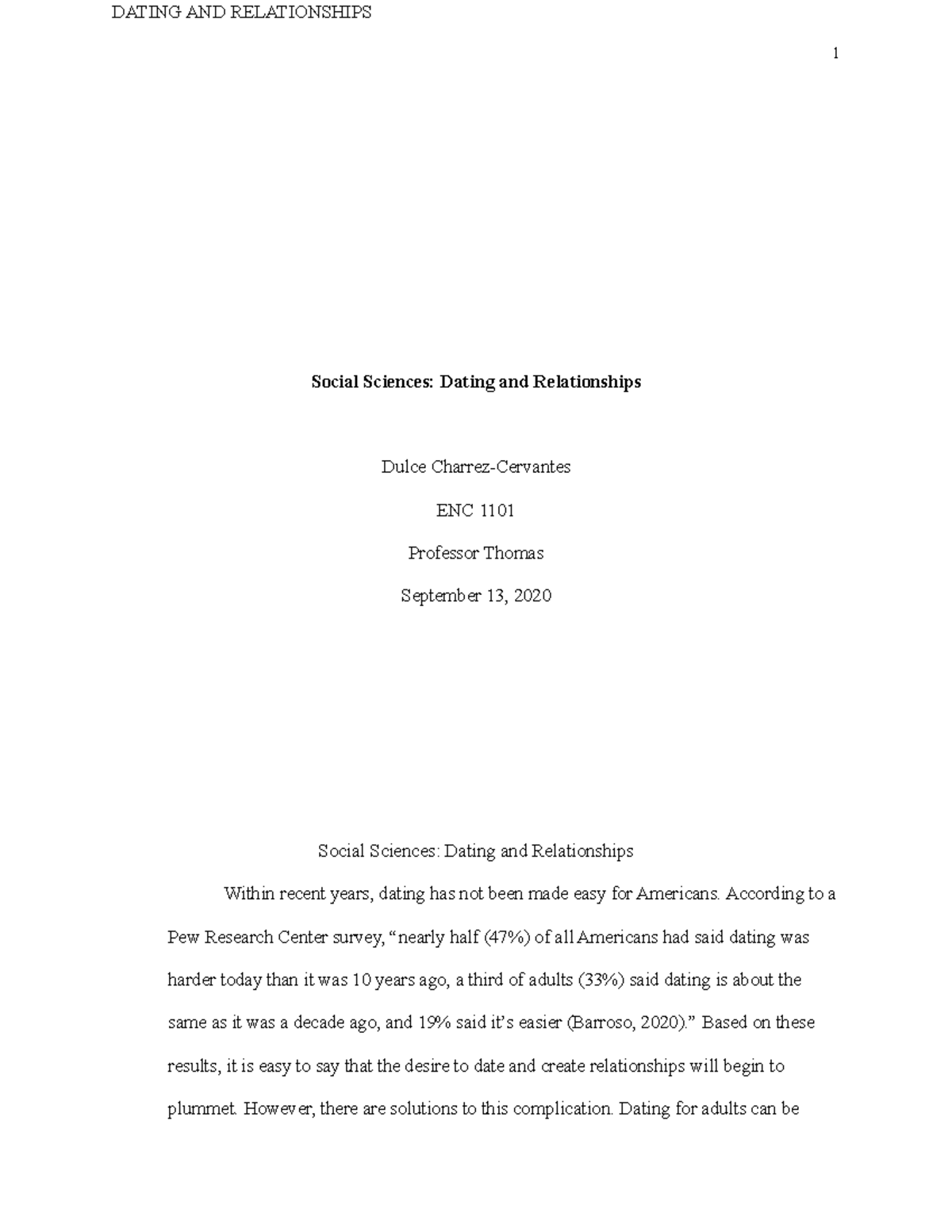 Social Sciences Dating and Relationships - 1 Social Sciences: Dating ...