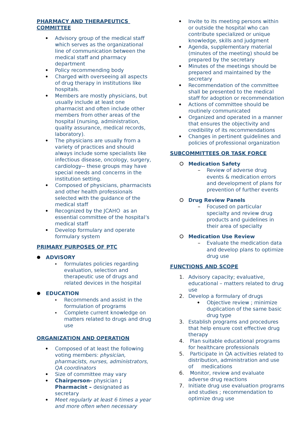 hospital-midterm-pharmacy-and-therapeutics-committee-advisory-group