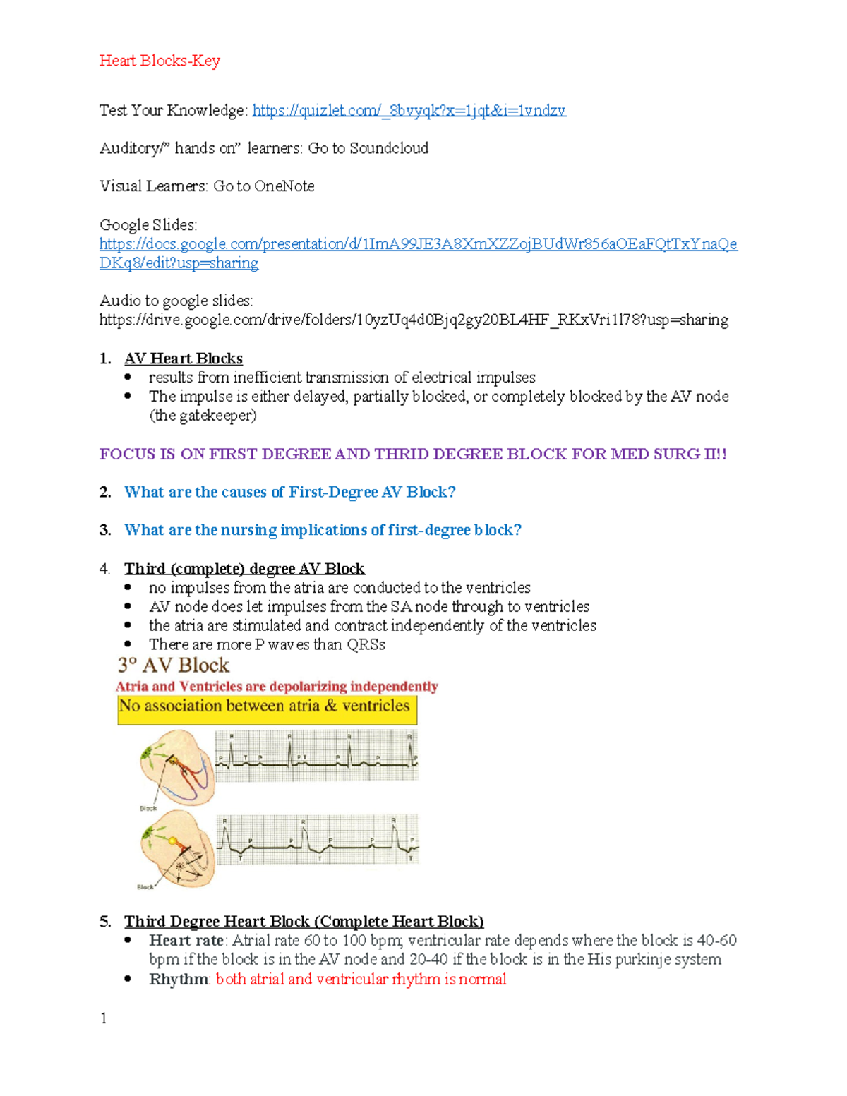 4. heart blocks student Heart BlocksKey Test Your Knowledge quizlet