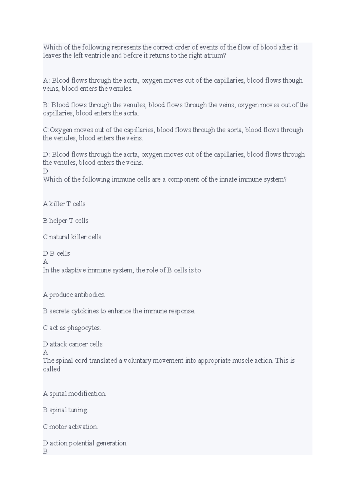 Exit exam - exercise physiology exam for students to practice for next ...