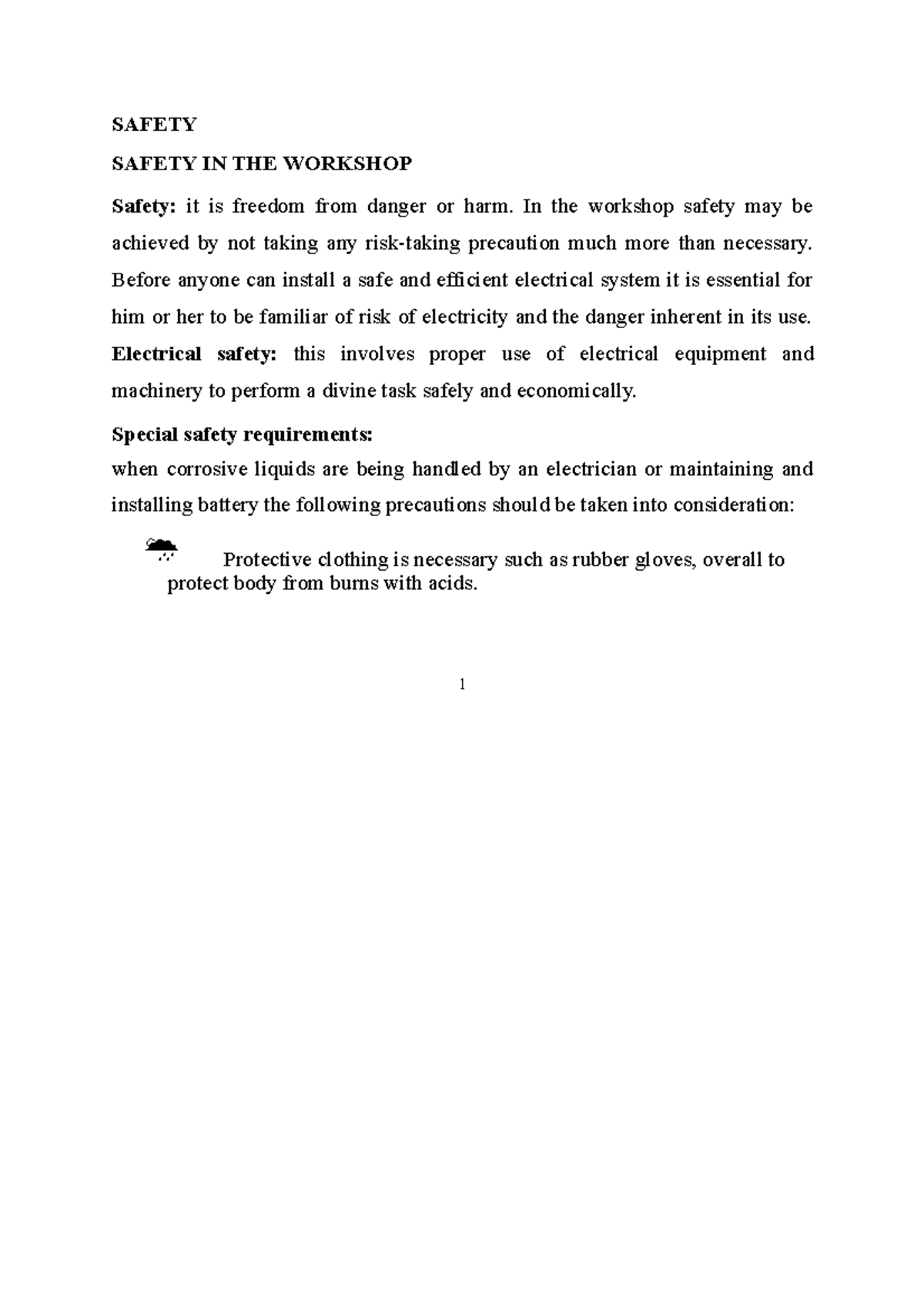 Ess electrical installations SAFETY SAFETY IN THE Safety