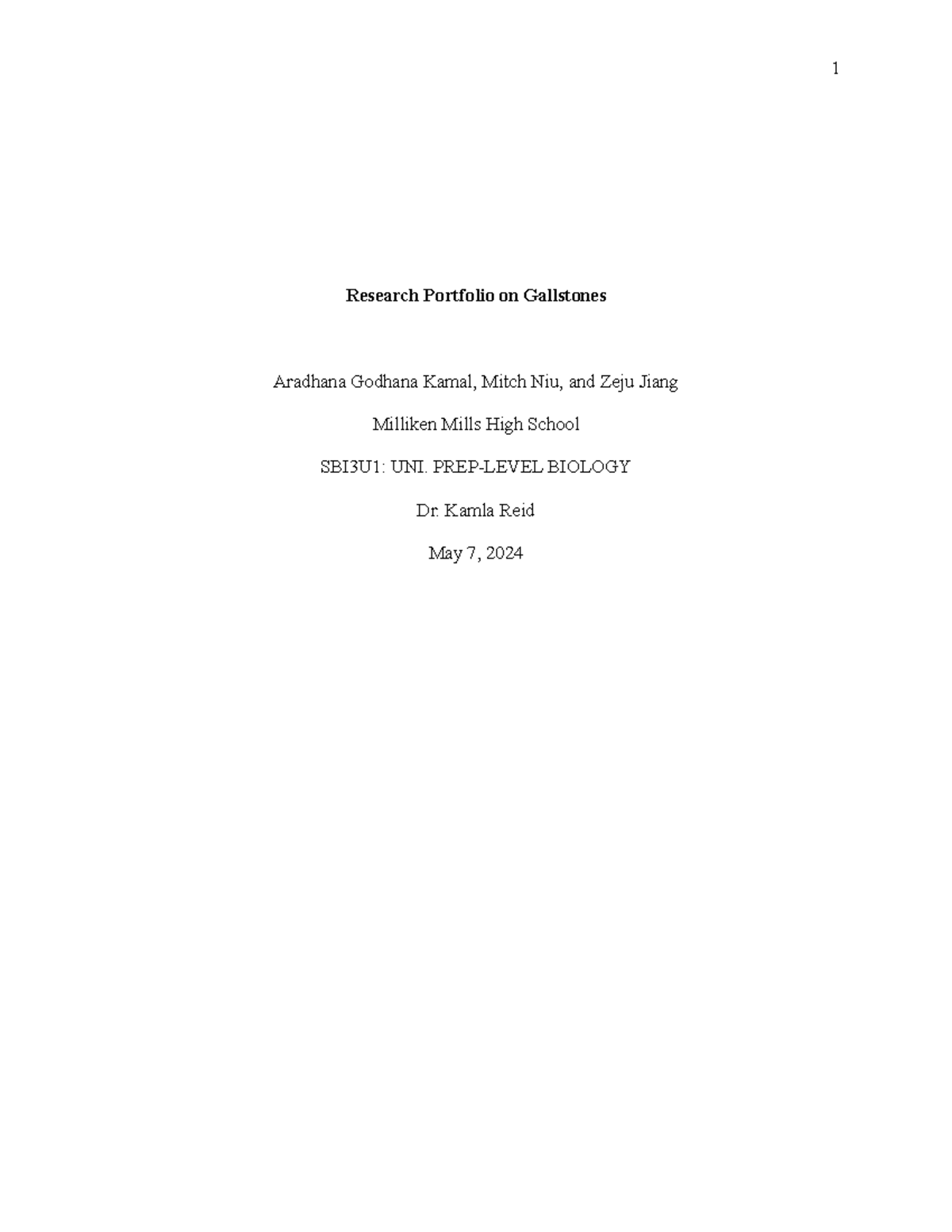 Submission - Research Portfolio - Research Portfolio on Gallstones ...