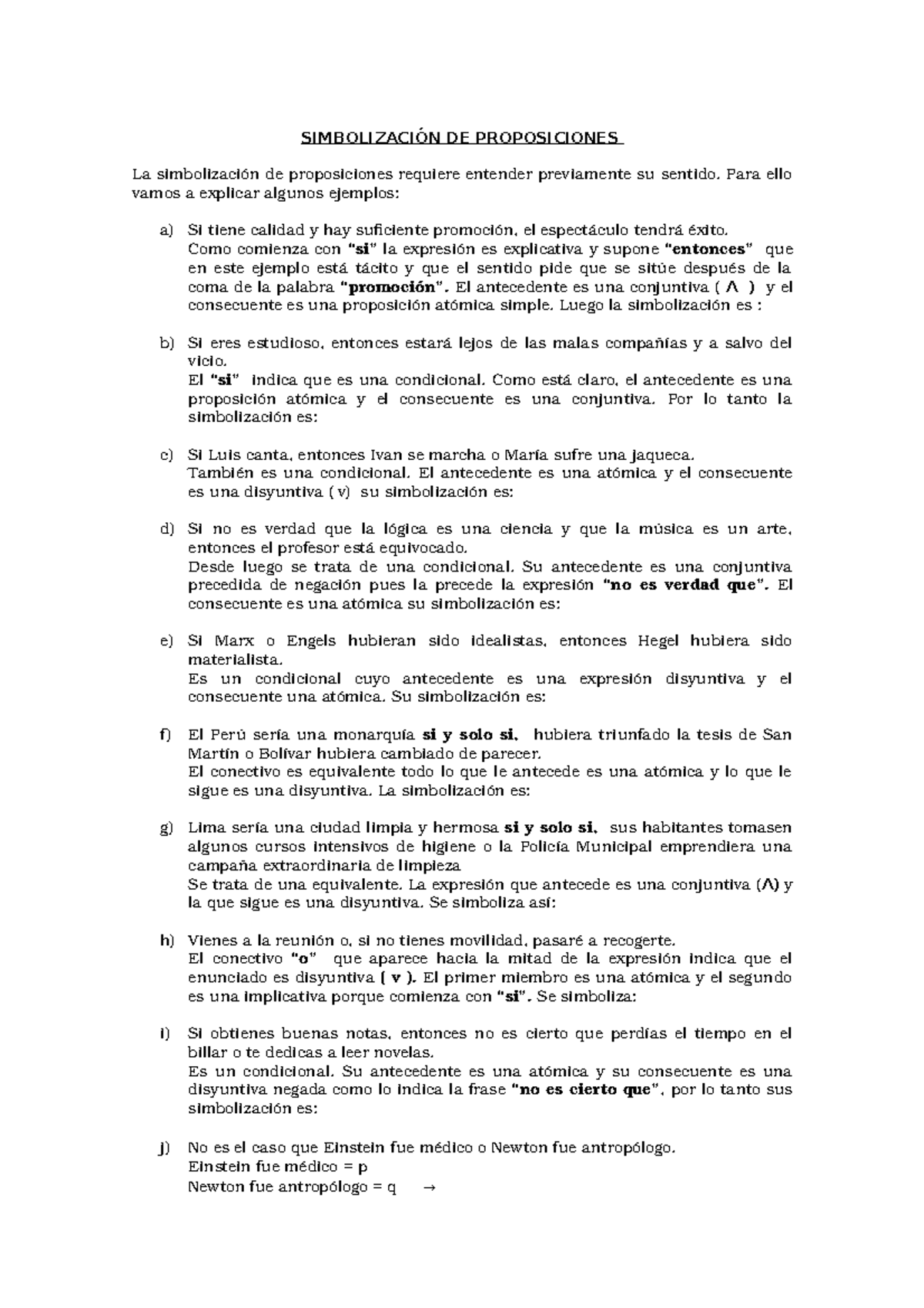 Simbolizacion De Proposiciones Teoria Logistica Ge701 Uni Studocu