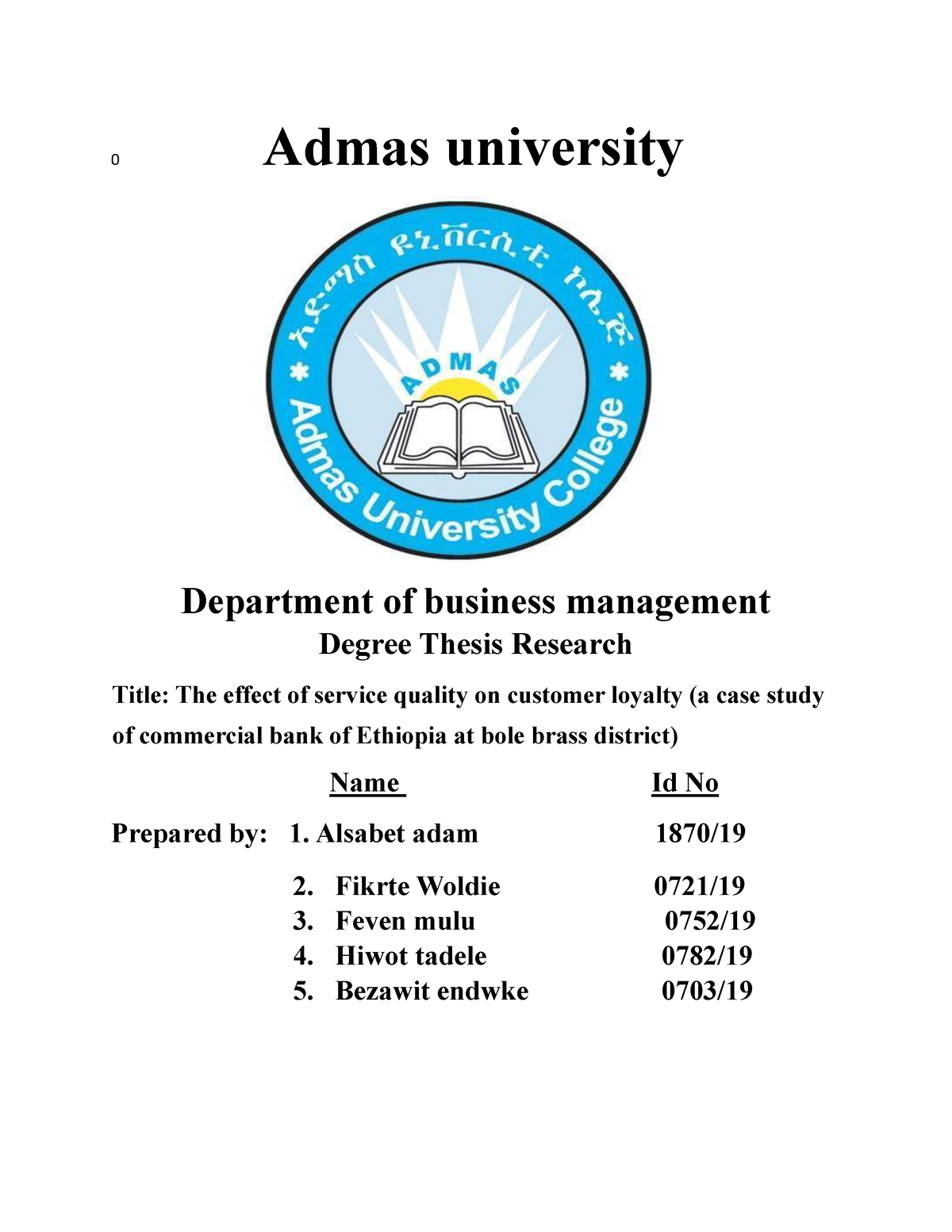 admas university research paper