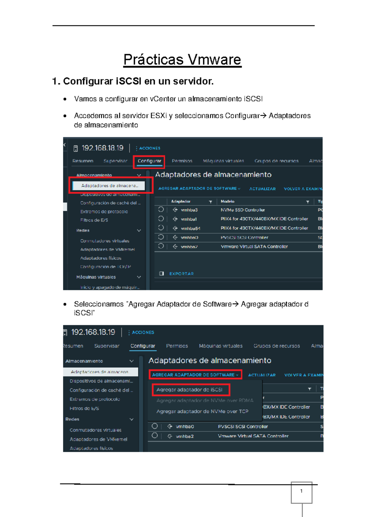 09-+Prácticas-Configurar+i SCSI - Prácticas Vmware 1. Configurar iSCSI ...