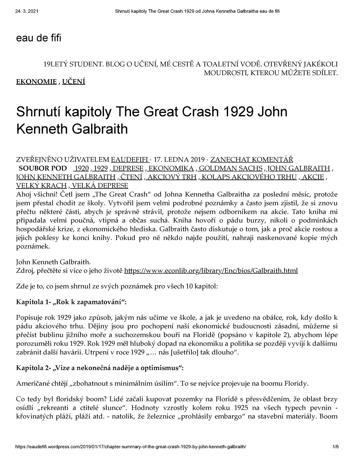 john kenneth galbraith the great crash 1929 sparknotes