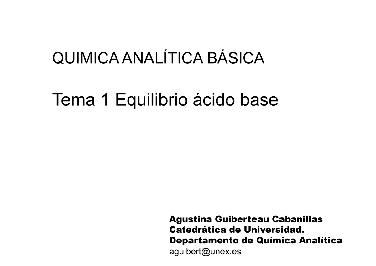 Tema 1.Equilibrio Acido Base - QUIMICA ANALÕTICA B¡SICA Tema 1 ...