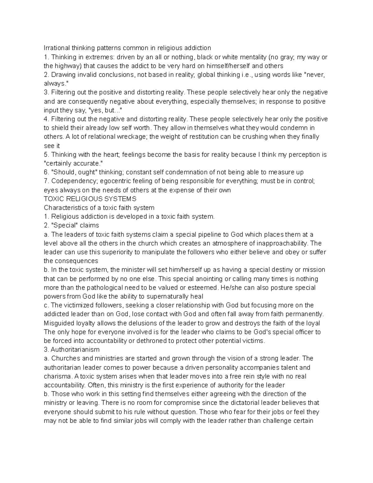 Wk2 Pt2 - Powerpoint Notes - Irrational thinking patterns common in ...