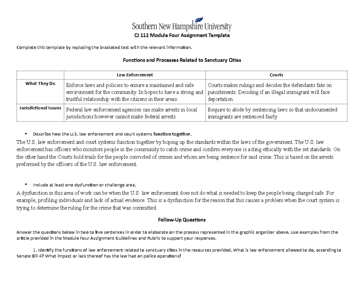 criminal justice homework assignments