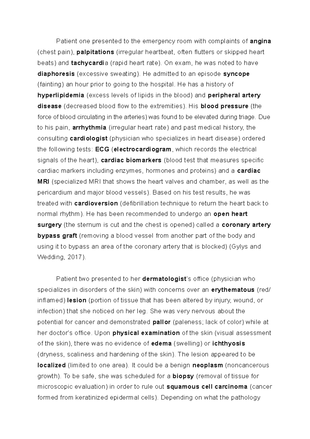 Wek 3 - Disc - Medical terminology - Patient one presented to the ...
