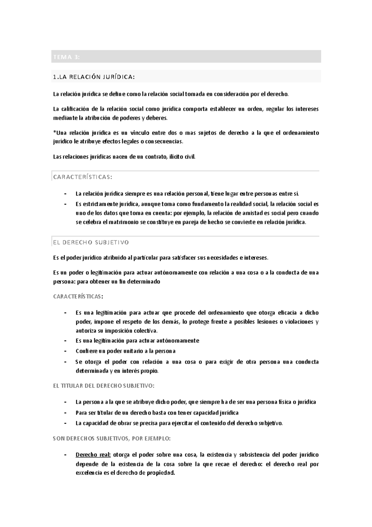 Derecho Civil Tema 3 - TEMA 3: 1 RELACIÓN JURÍDICA: La Relación ...