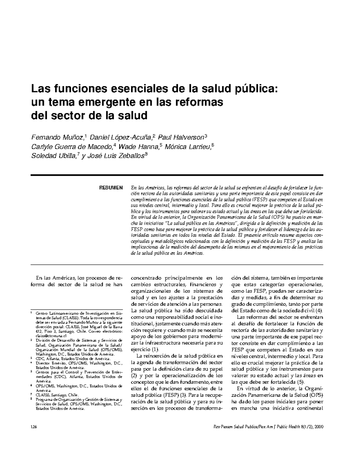 Funciones Esenciales En Salud Pública Las Funciones Esenciales De La