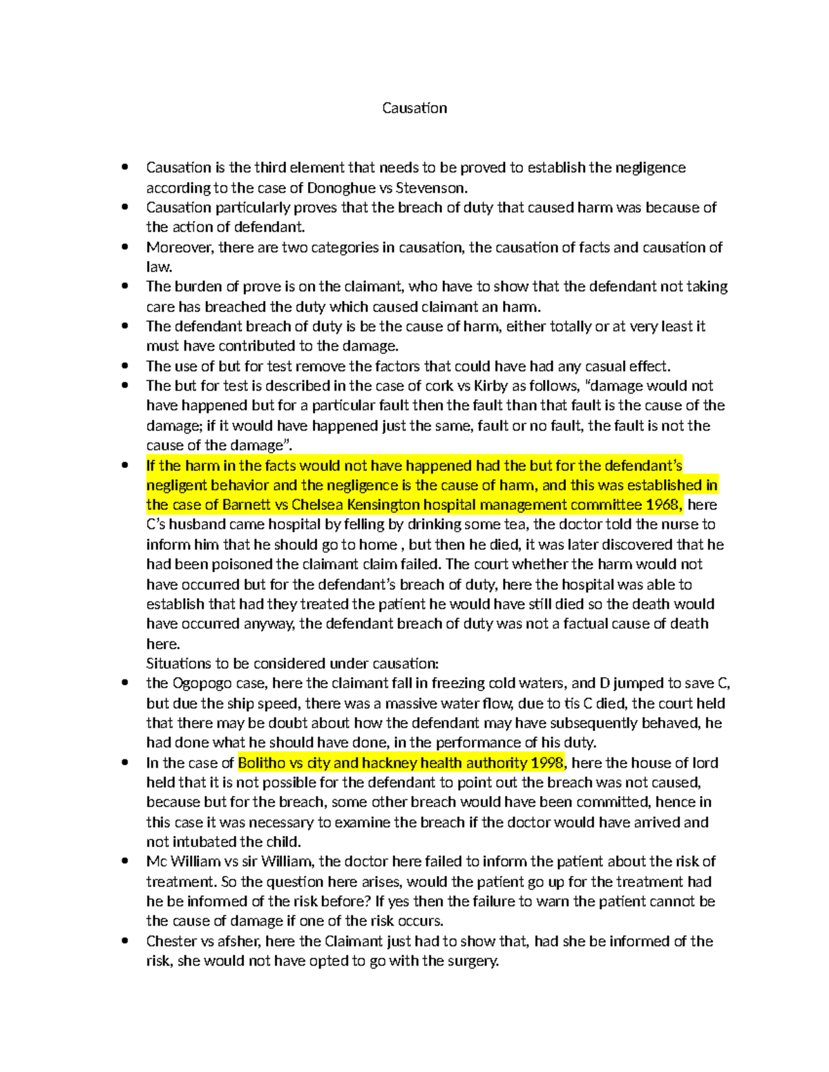 Causation - Causation particularly proves that the breach of duty that ...