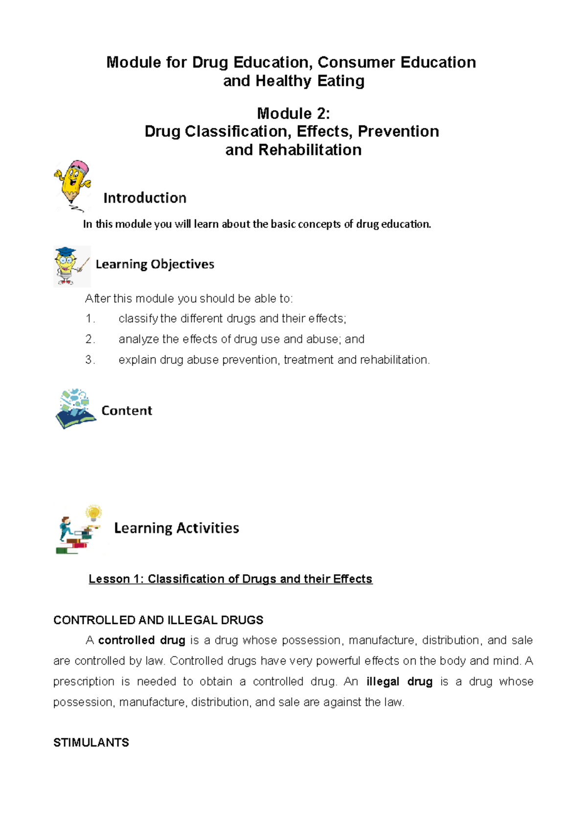 Drug-ed-module 2 - Arnis - Module for Drug Education, Consumer ...